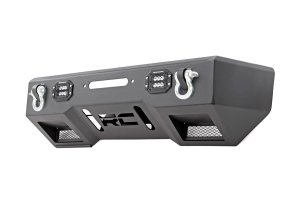 Jeep Wrangler Front Bumper - Rough Country - Stubby with LED - Black - '07-'23 Jeep Wrangler Front Bumper - Rough Country - Stubby with LED - Black - '07-'23